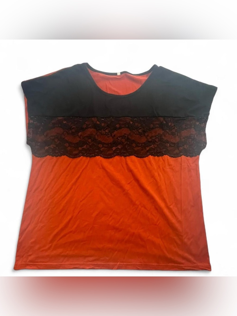 Orange & Black Lace Top Y2K Gothic Grunge Alternative Statement Blouse